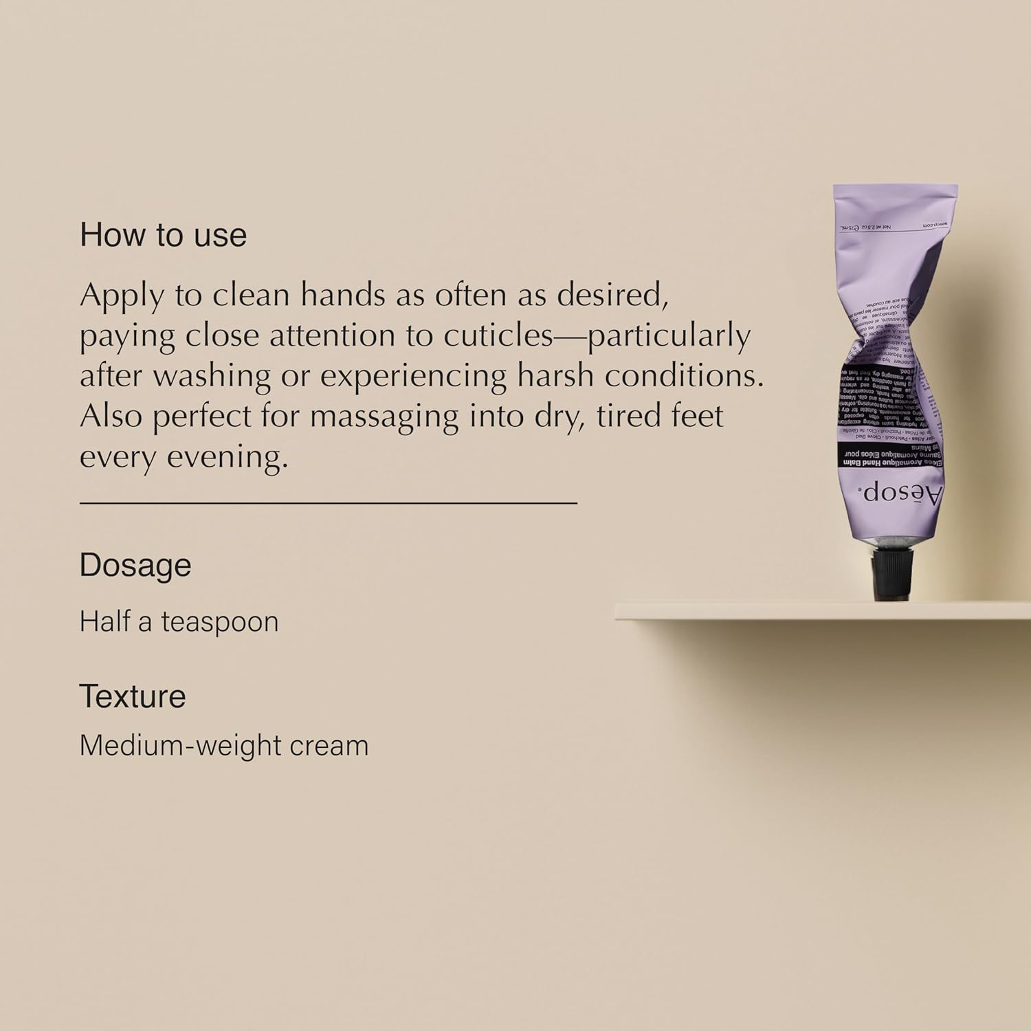 Aesop Eleos Aromatique Travel Size Hand Balm | Shea Butter and Coconut Oil to Nourish Dry, Cracked Hands | Lotion Made with Skin-Calming Essential Oils | 2.4 oz / 75 mL view 2