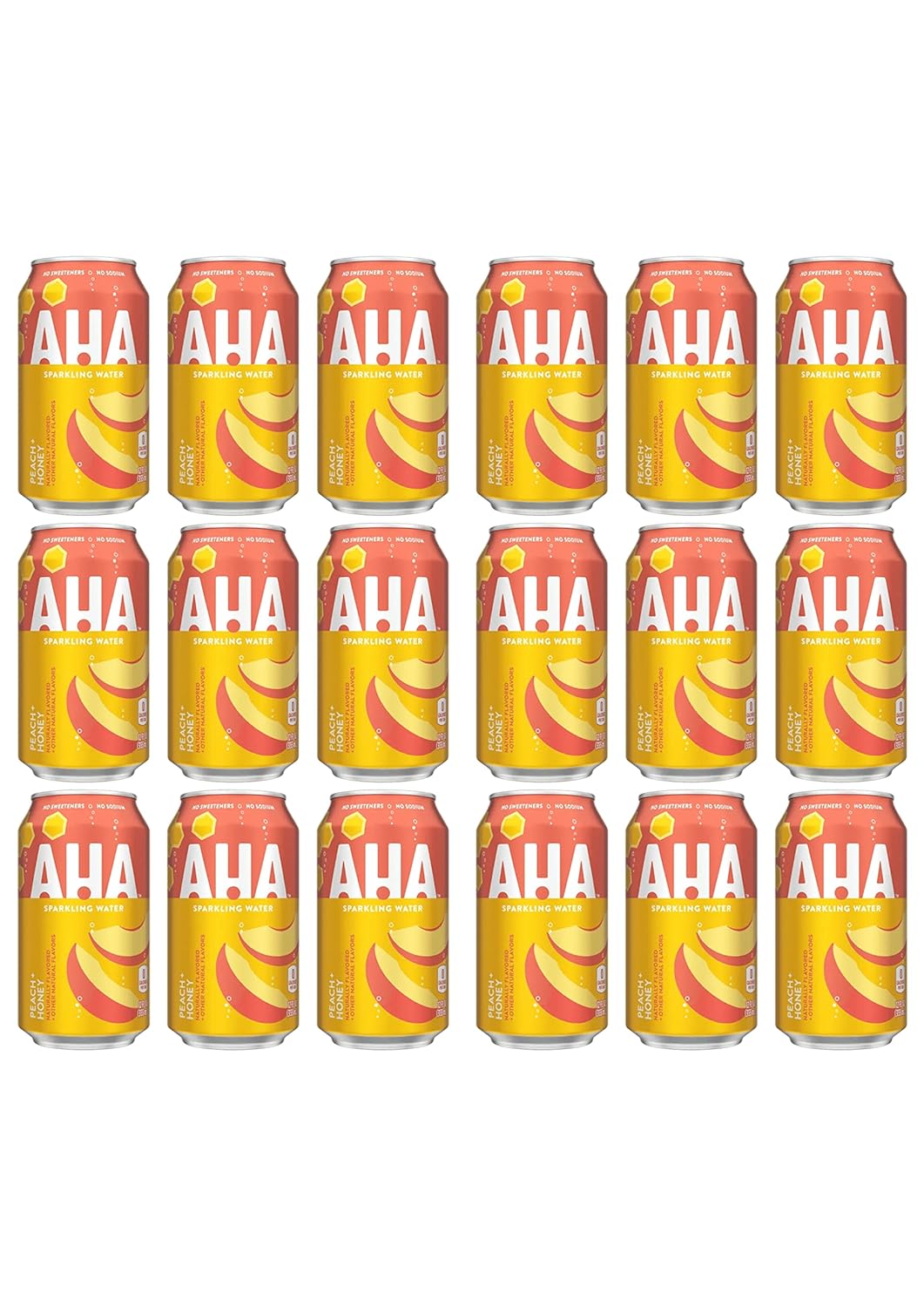 AHA Peach + Honey sparkling water, 12 fl oz, 18 cans view 4