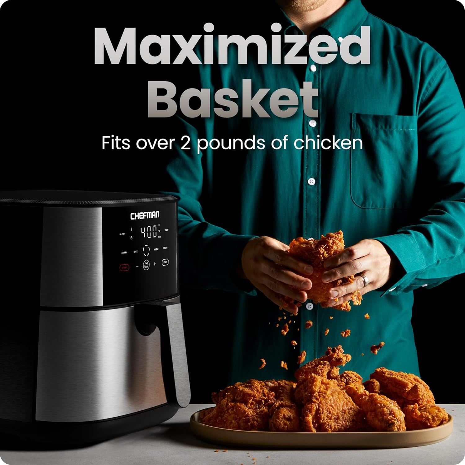 Chefman Air Fryer 8 Qt TurboFry® 4 in 1 with 450°F Hi Fry Option for Crispier... view 4