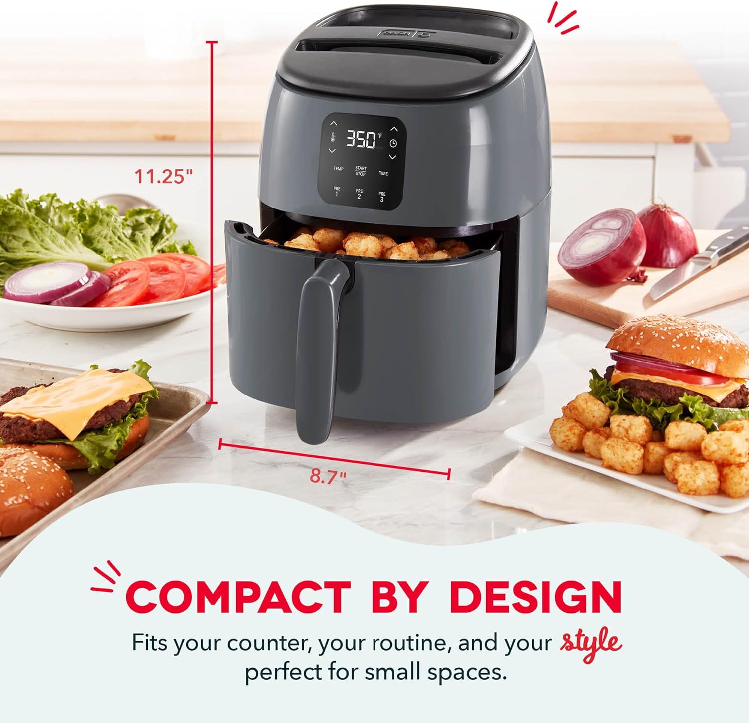 Dash Digital Tasti Crisp™ Air Fryer Compact Electric Digital Fryer With Auto ... view 2