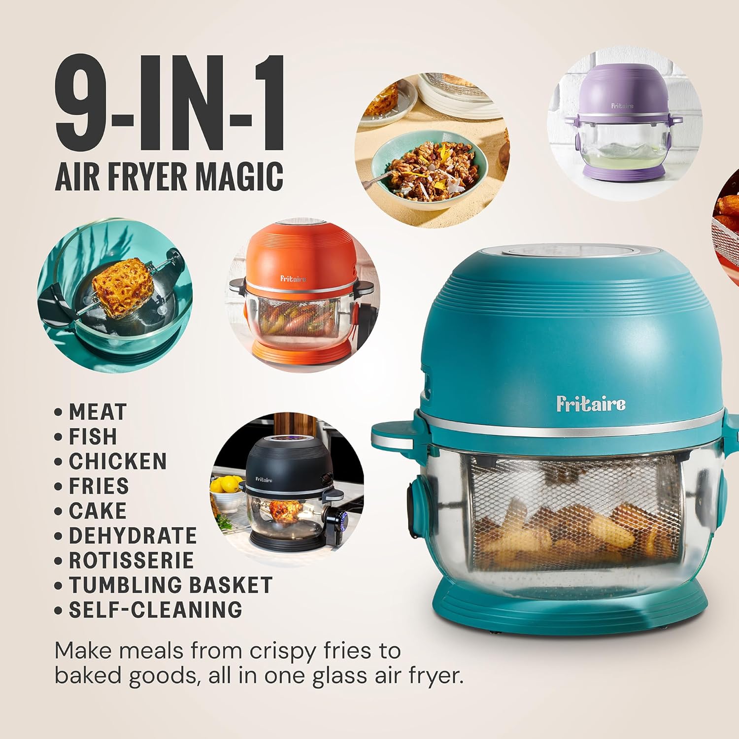 Non Toxic Air Fryer™ Glass AirFryer 5 Quart w/ 360 Visibility view 2