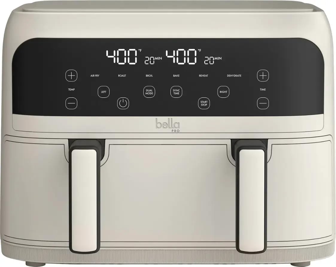 bella Pro 4 Qt Touchscreen Air Fryer, Dual Basket, BPA Free, Nonstick Ceramic...