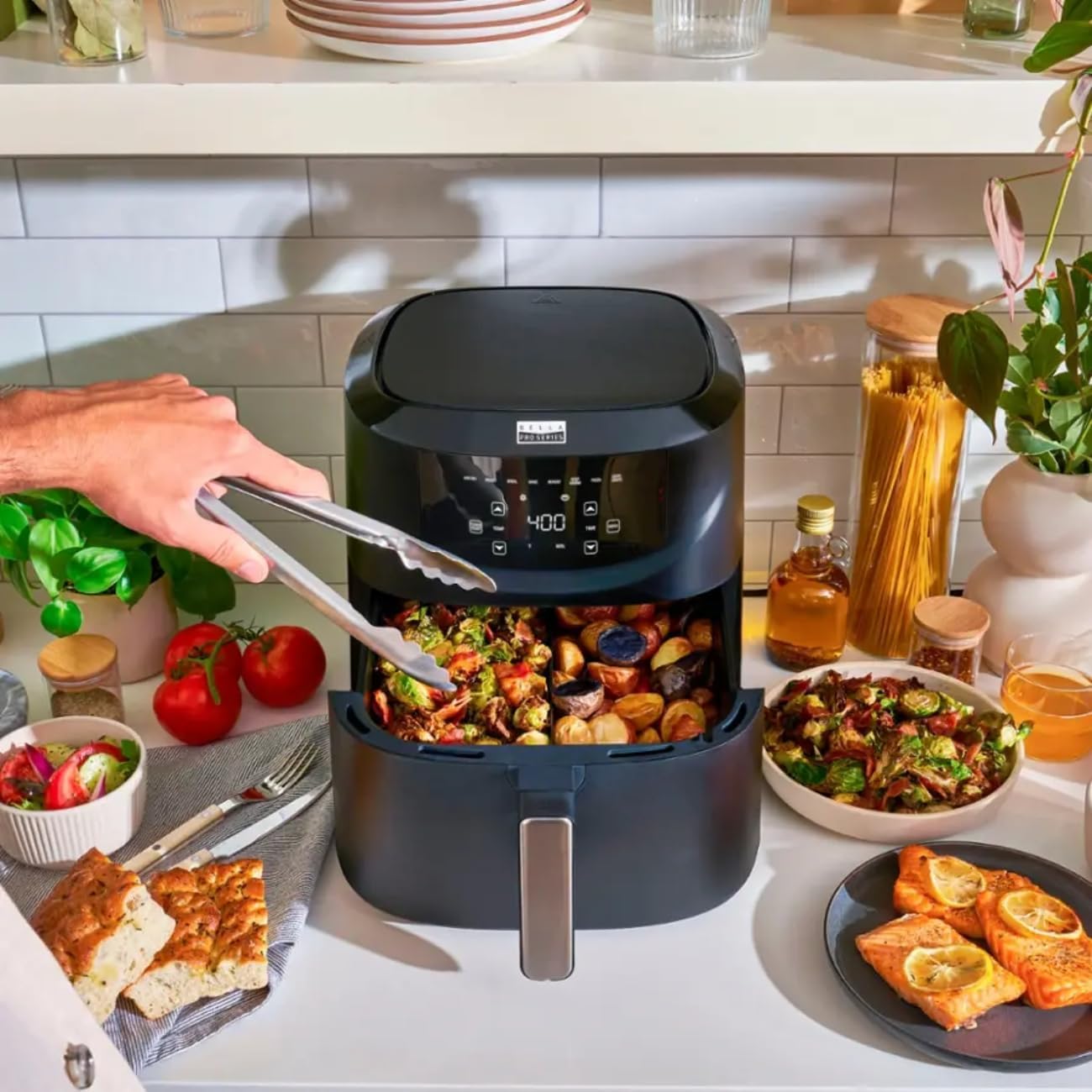 Bella PRO 8 Qt Touchscreen Air Fryer with Divided Basket view 2