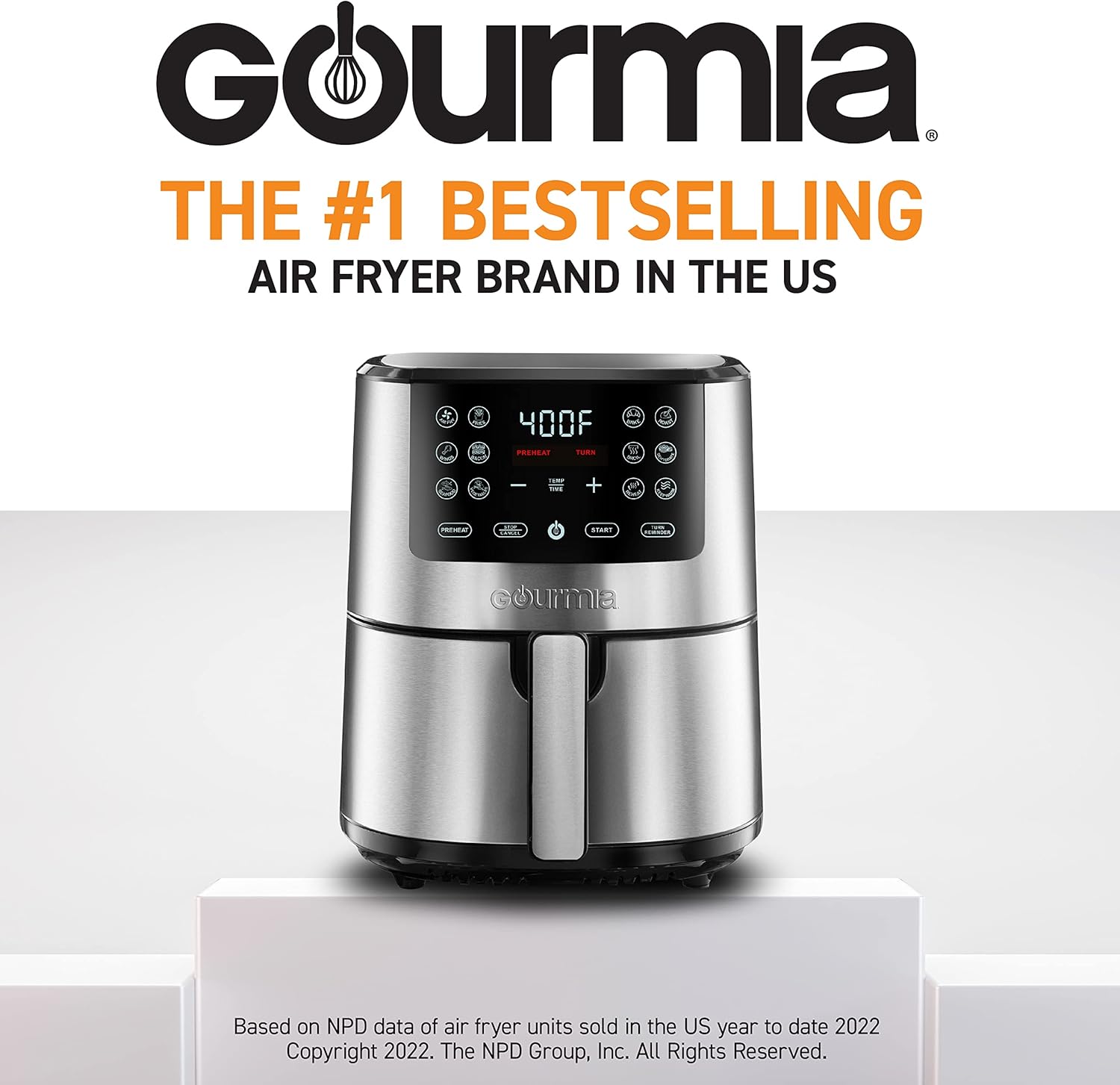 Gourmia 4-Qt Digital Air Fryer with Guided Cooking, Easy Clean, Stainless Steel view 2