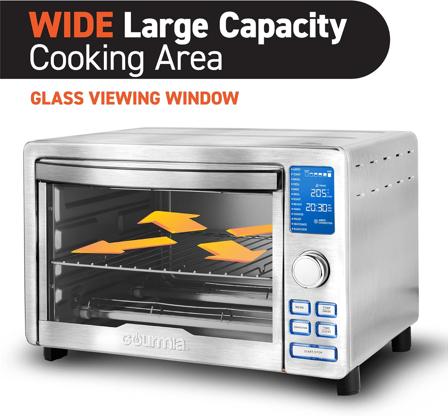 Gourmia Digital Stainless Steel Toaster Oven Air Fryer – Stainless Steel view 3