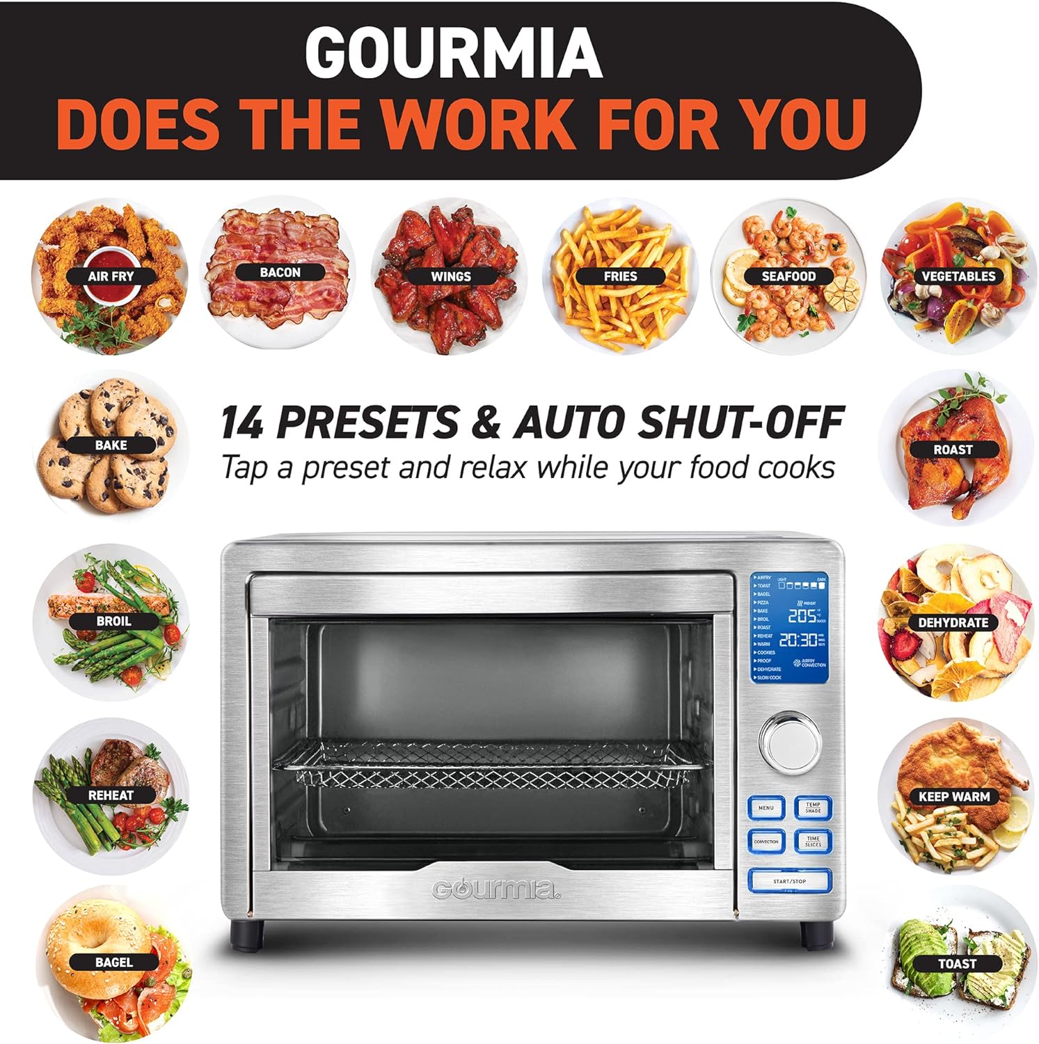 Gourmia Digital Stainless Steel Toaster Oven Air Fryer – Stainless Steel view 4