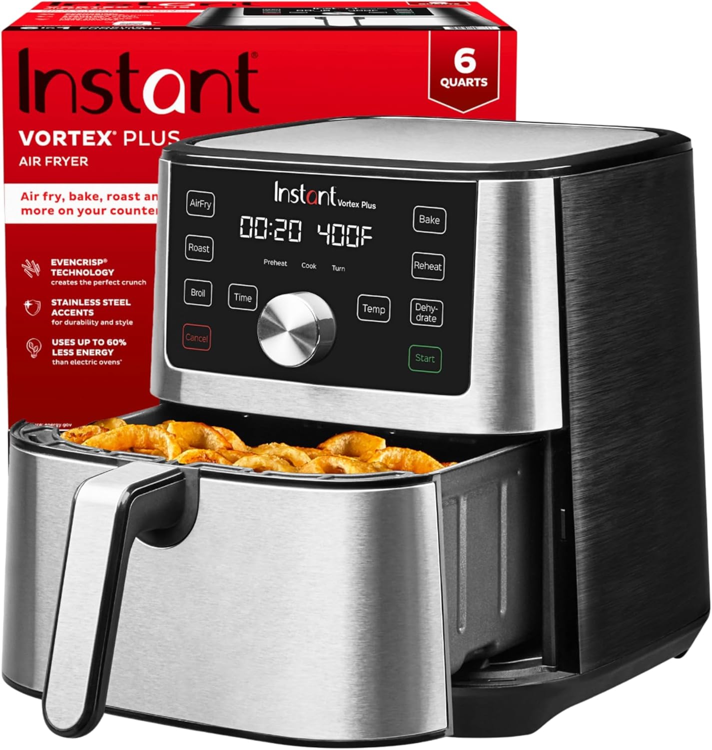 Instant Pot 6QT VORTEX Plus Air Fryer, 6 in 1, Air Fry, Broil, Dehydrate, Cri...