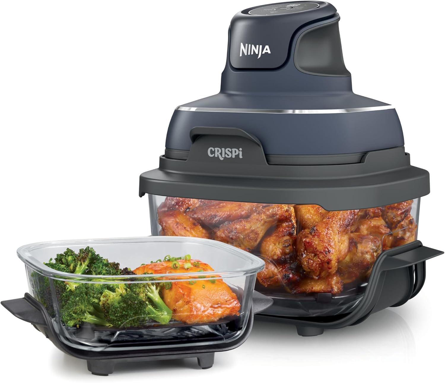 Ninja Crispi 4 in 1 Glass Air Fryer 450°F Non Toxic 4QT & 6 Cup Glass Contain...
