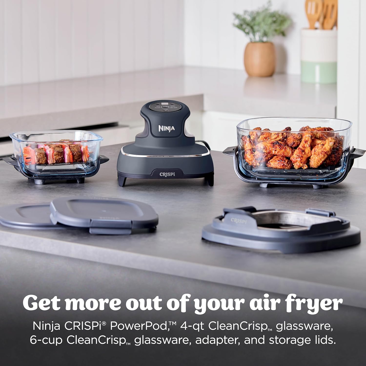 Ninja Crispi 4 in 1 Glass Air Fryer 450°F Non Toxic 4QT & 6 Cup Glass Contain... view 2