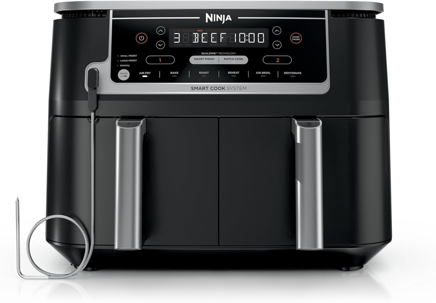 Ninja DZ550 Foodi 10 Quart 6 in 1 DualZone Smart XL Air Fryer with 2 Independ...