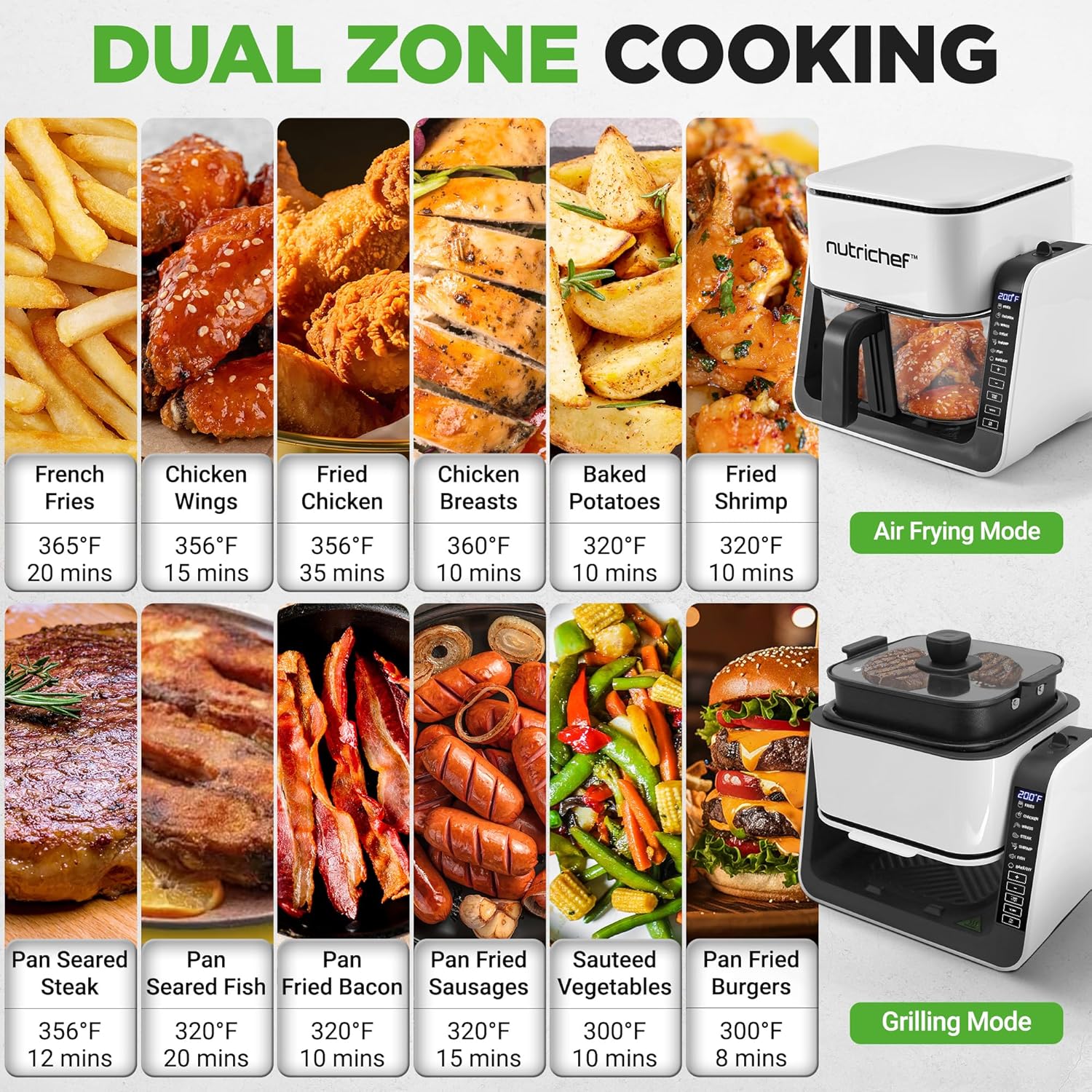 NutriChef 4 QT Air Fryer & Grill 8 1 Preset Cook Modes Transparent Fry Bowl f... view 2