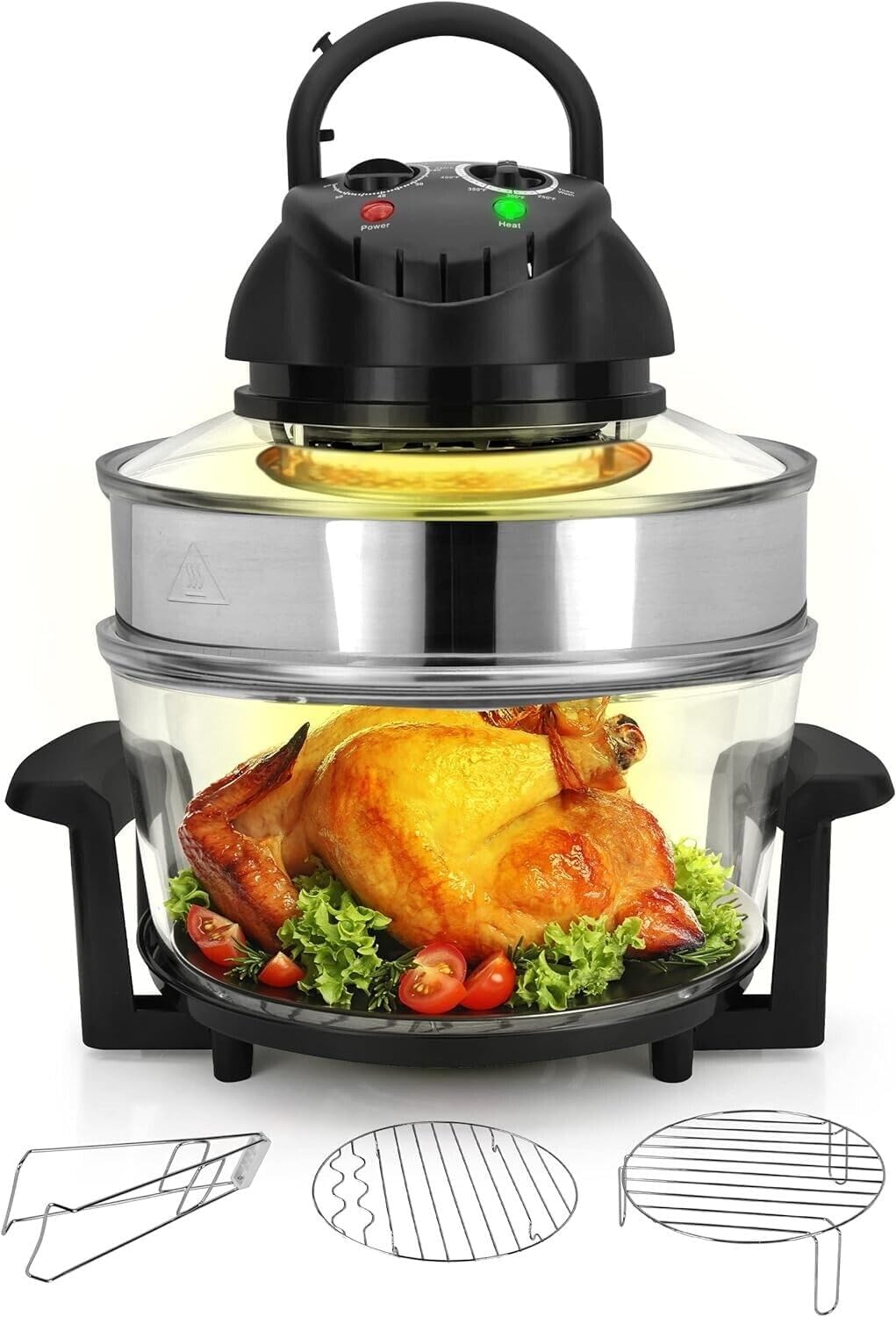Nutrichef 18 Quart Convection Countertop Air Fryer See through Glass for Best...