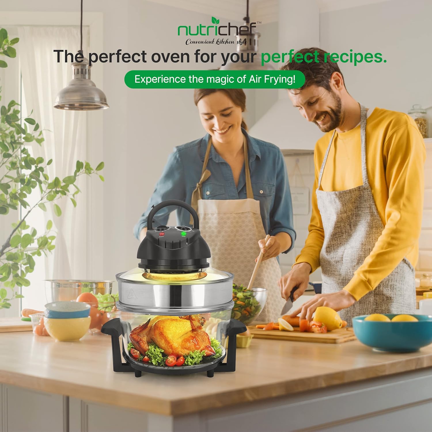 Nutrichef 18 Quart Convection Countertop Air Fryer See through Glass for Best... view 2