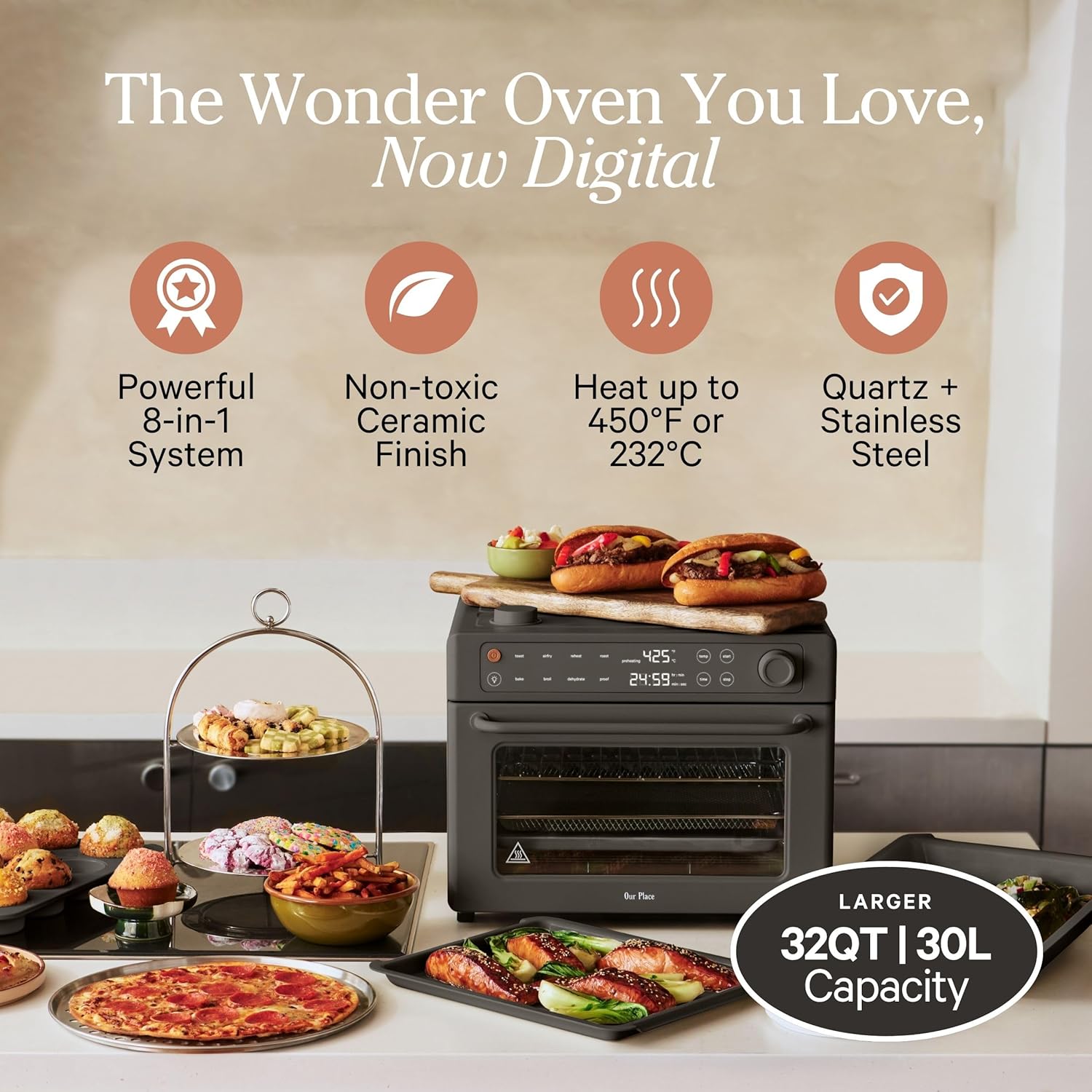 Our Place Wonder Oven Pro 8 in 1 Digital Air Fryer & Countertop Oven with Basket view 2
