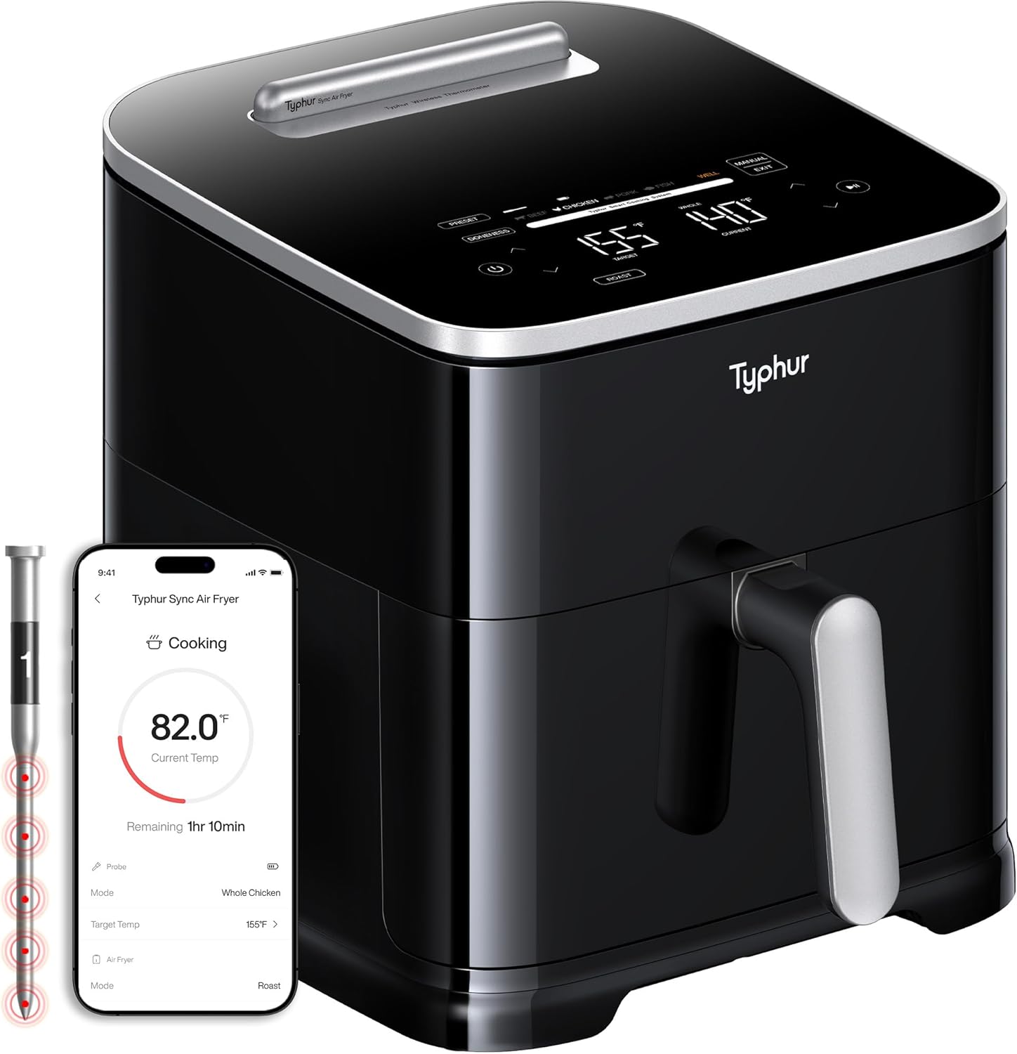 Typhur 8QT Sync Air Fryer with Built in Wireless Meat Thermometer