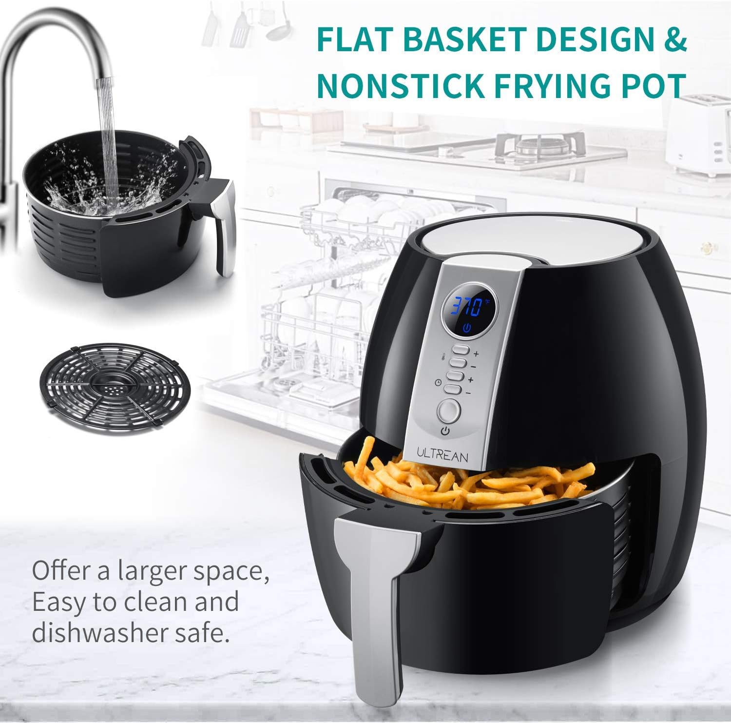 Ultrean Air Fryer, 4.2 Quart Electric Hot Airfryer Oven Oilless Cooker for Qu... view 4