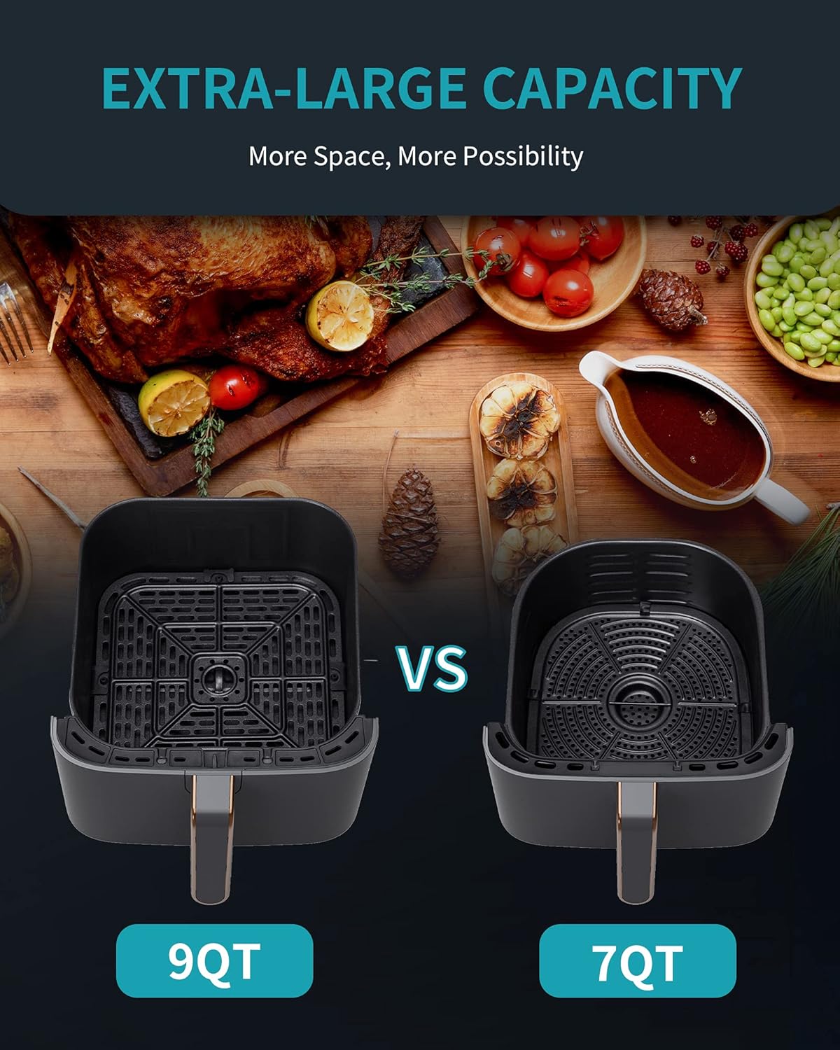 Ultrean Air Fryer, 9 Quart 6 in 1 Electric Hot XL Airfryer Oven Oilless Cooke... view 3