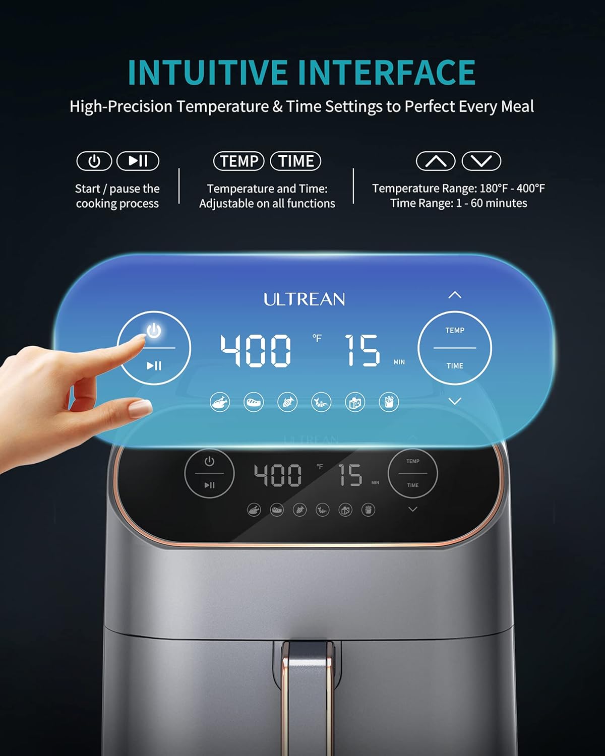 Ultrean Air Fryer, 9 Quart 6 in 1 Electric Hot XL Airfryer Oven Oilless Cooke... view 4