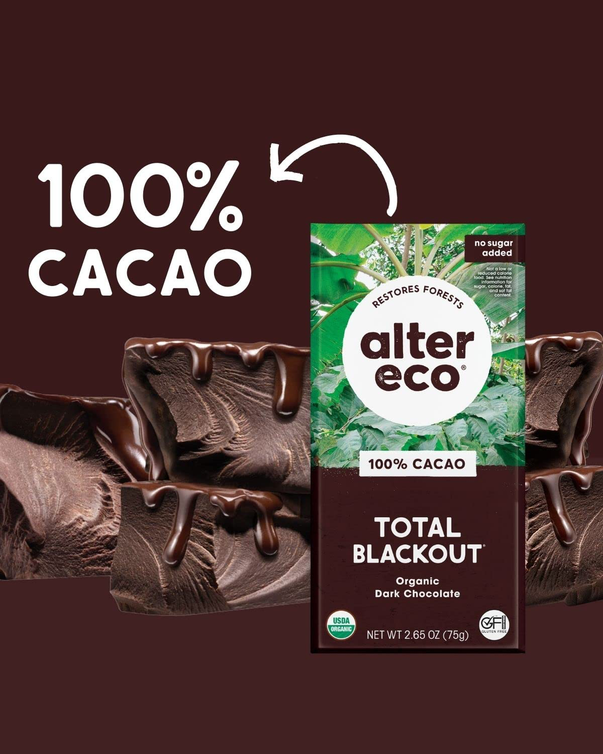 Alter Eco Total Blackout 100% Dark Chocolate view 3
