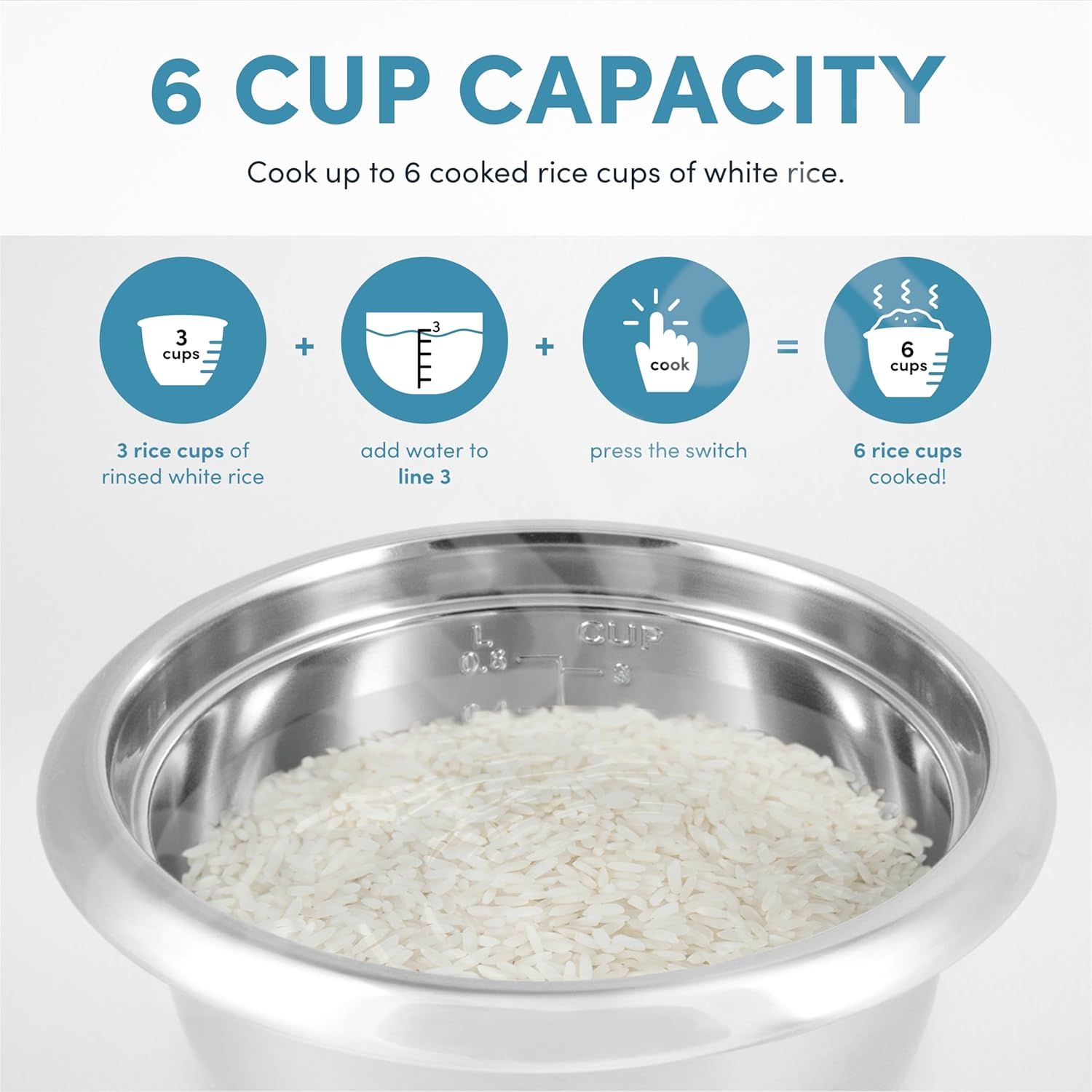 Aroma Stainless Rice Cooker Uncoated Inner Pot, 3-Cup view 3