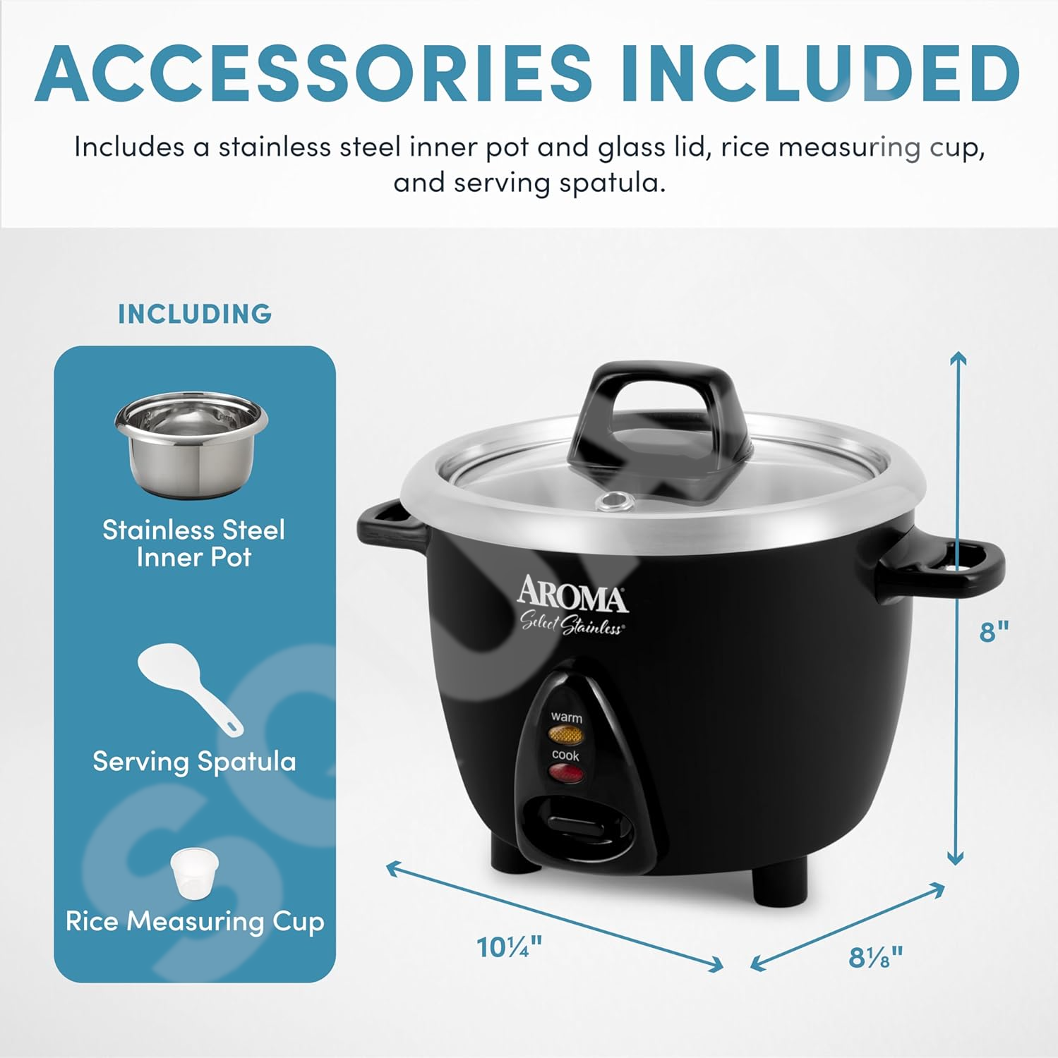 Aroma Stainless Rice Cooker Uncoated Inner Pot, 3-Cup view 4