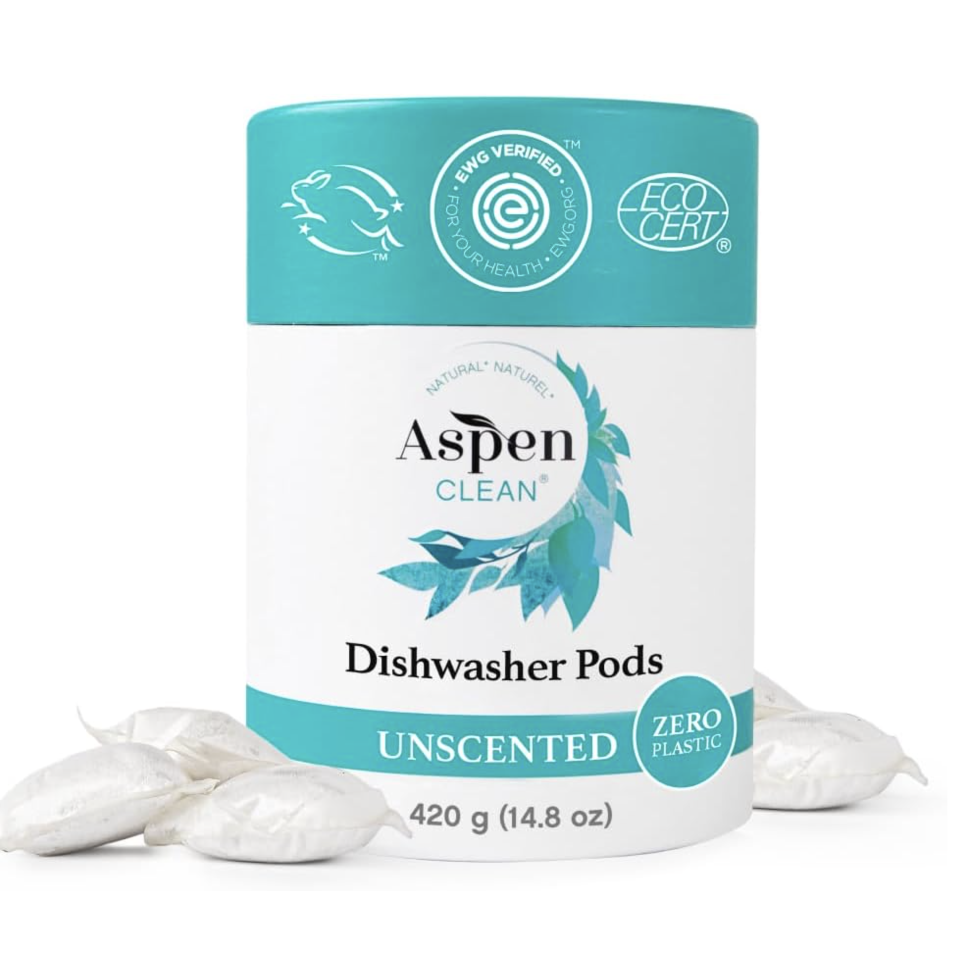 AspenClean Natural Dishwasher Detergent Pods - Unscented
