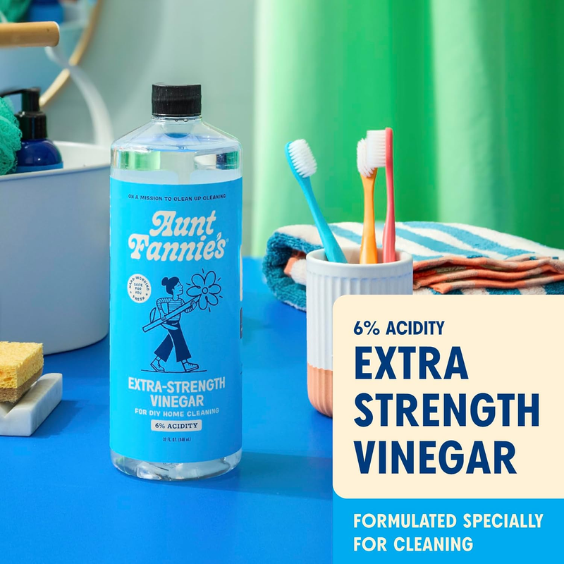 Aunt Fannie's Extra Strength Cleaning Vinegar, 32 Ounce, Multipurpose Household Cleaner, No Added Scents, Dyes, or Other Additives, Pack of 1 view 2