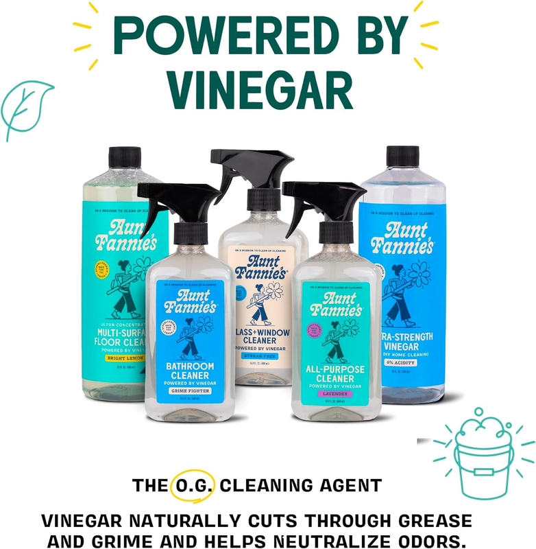 Aunt Fannie's Extra Strength Cleaning Vinegar, 32 Ounce, Multipurpose Household Cleaner, No Added Scents, Dyes, or Other Additives, Pack of 1 view 3