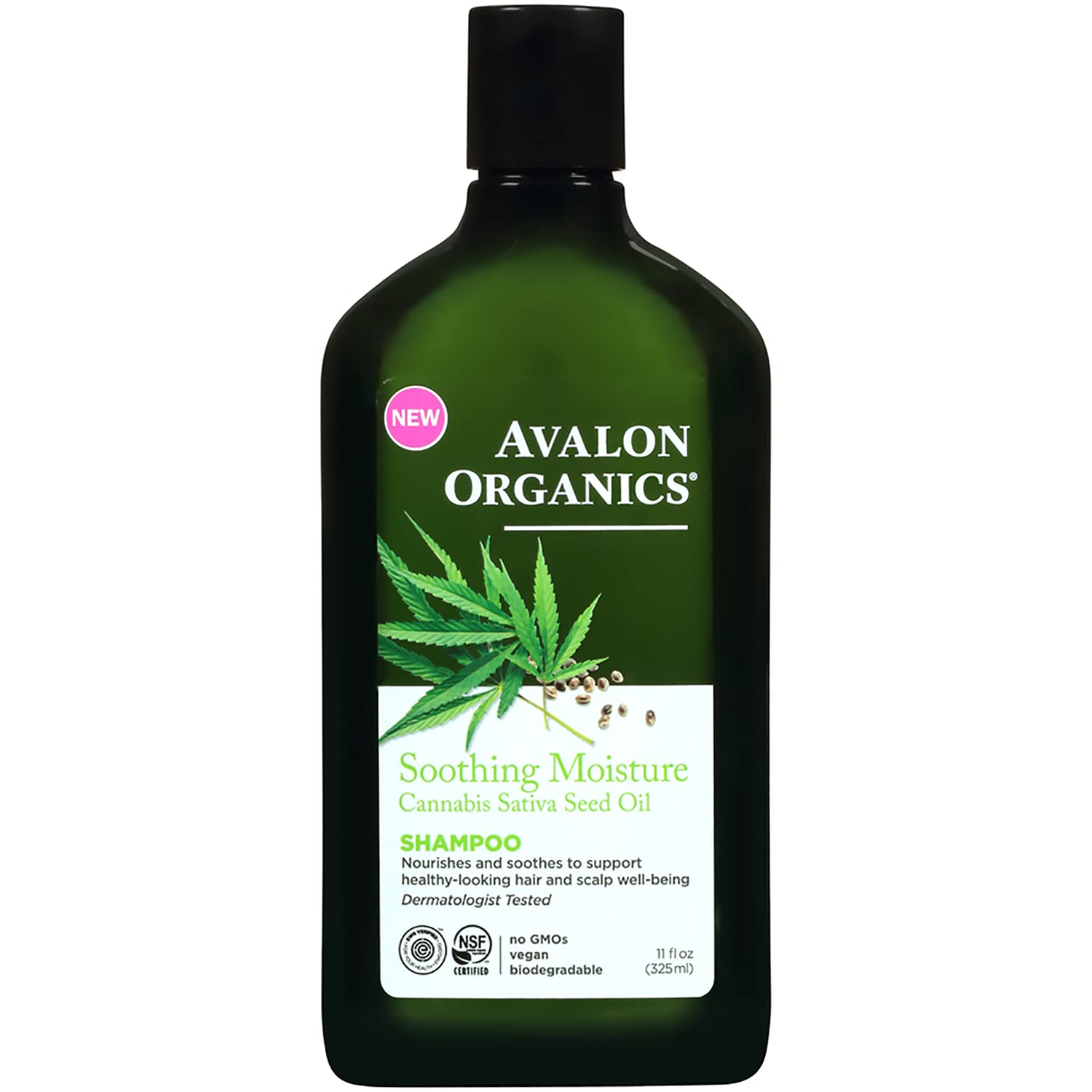 Avalon Organics Soothing Moisture Cannabis Sativa Seed Oil Shampoo, 11 oz