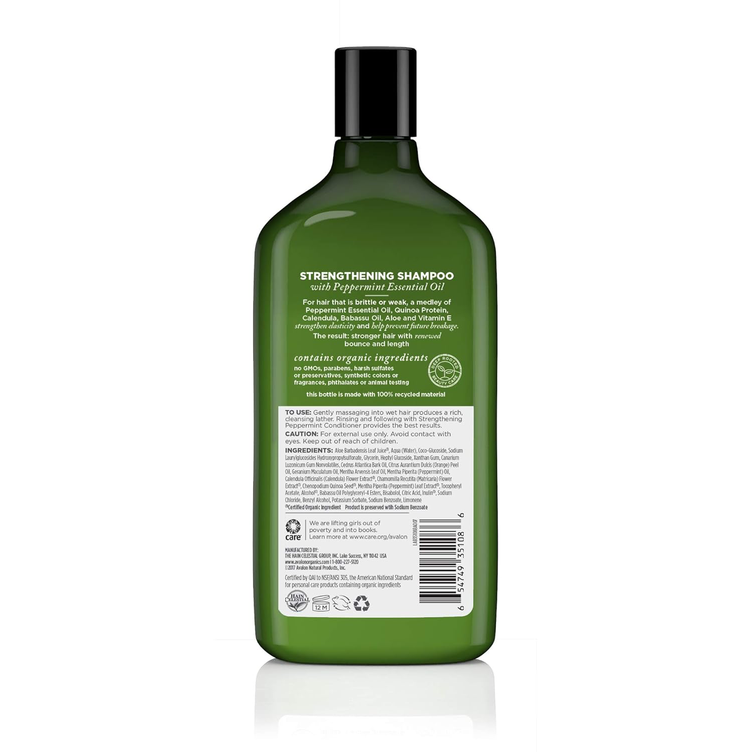 Avalon Organics Strengthening Peppermint Shampoo, 11 oz. (Pack of 3) view 2