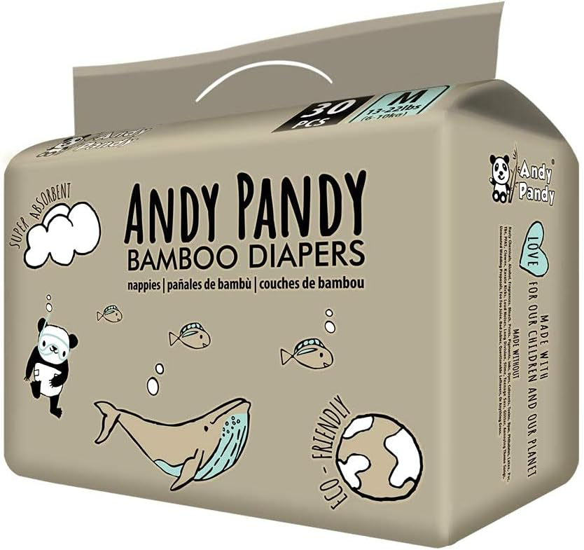 Andy Pandy Bamboo Disposable Diapers, Medium, 13-22 lbs (6-10 kg), 30 count