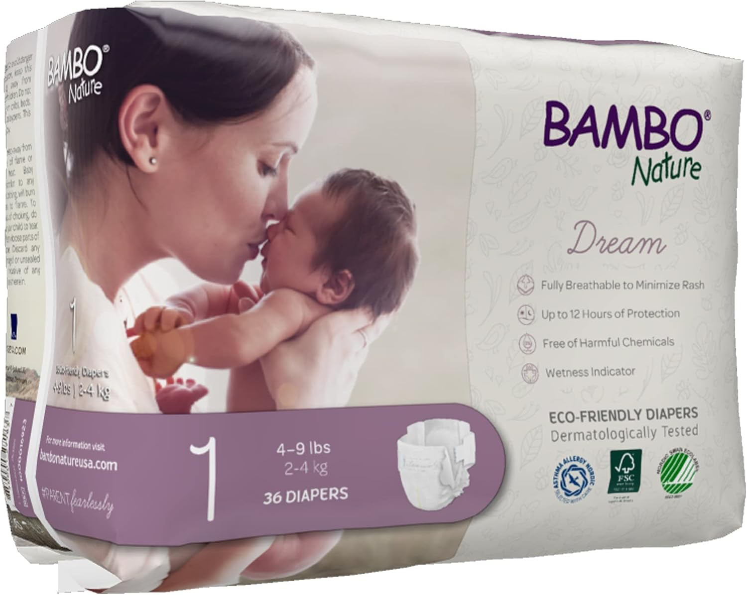 Bambo Nature Dream Diapers - Size 1, 108ct view 3