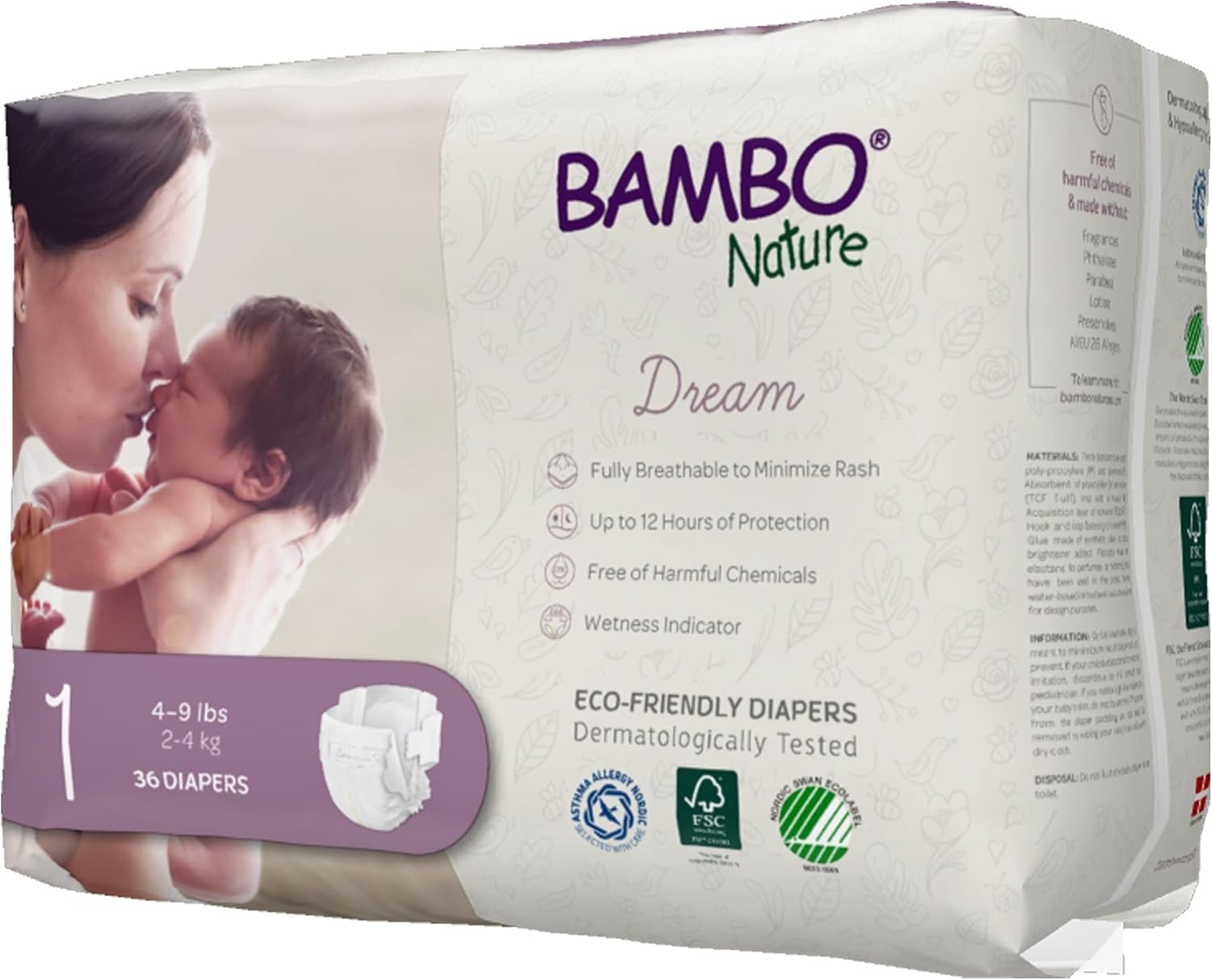 Bambo Nature Dream Diapers - Size 1, 108ct view 4