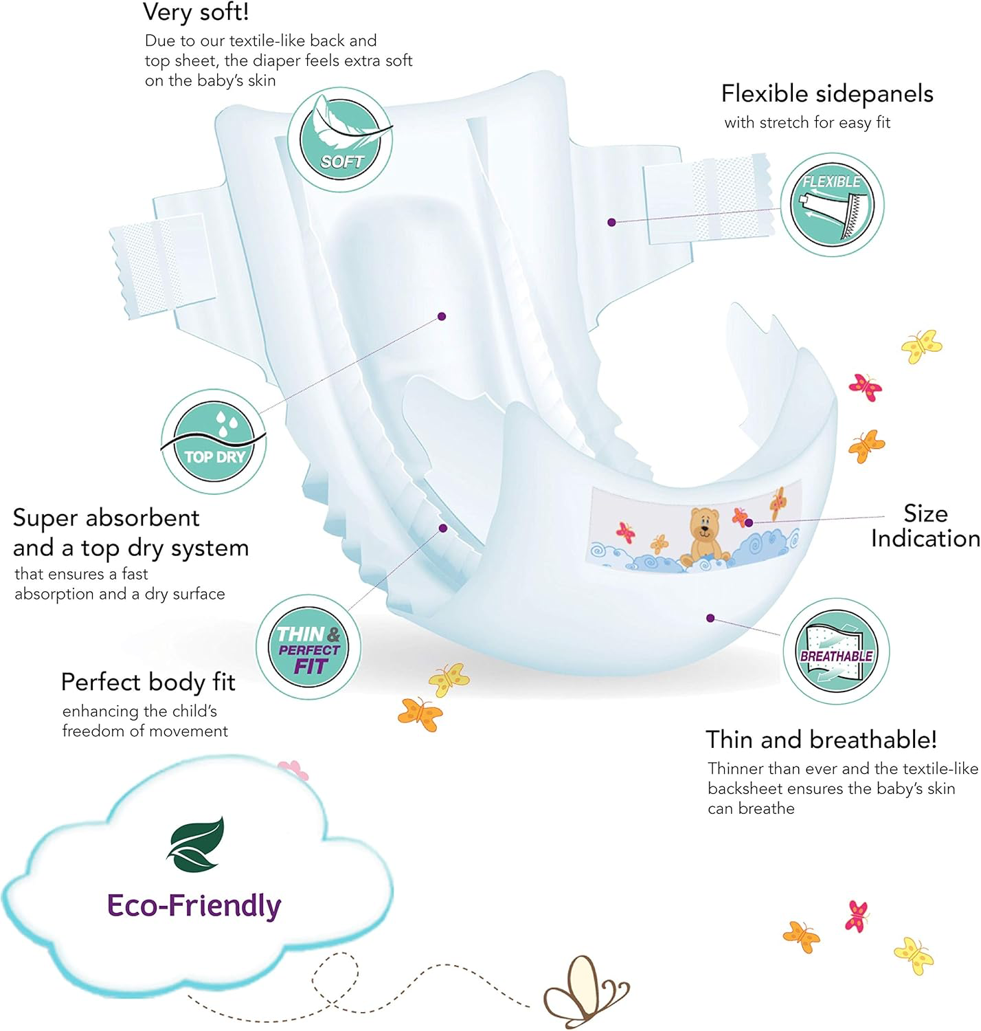 Bambo Nature Baby Diapers Classic, Size 4 (15-40 Lbs), 30 Count view 4