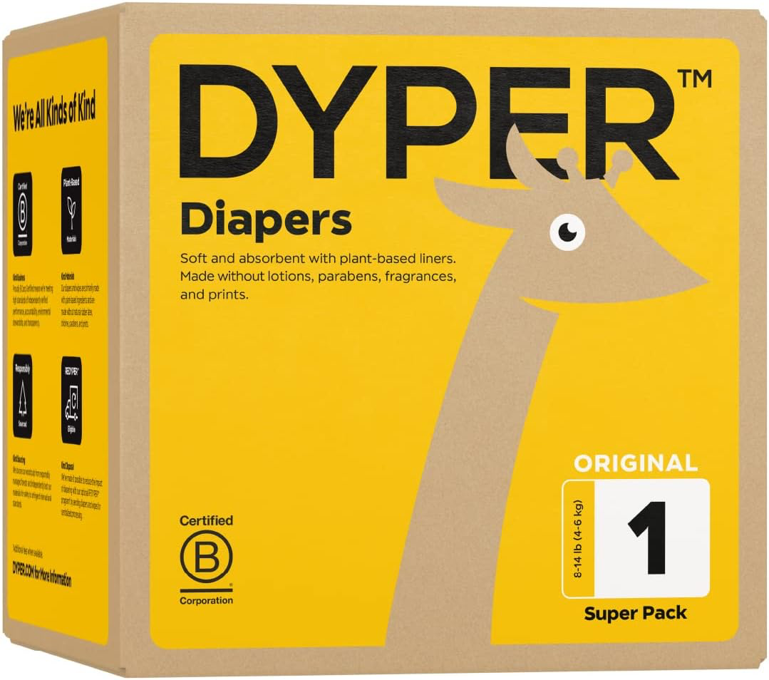 Dyper Bamboo Diapers - Size 1, 80ct