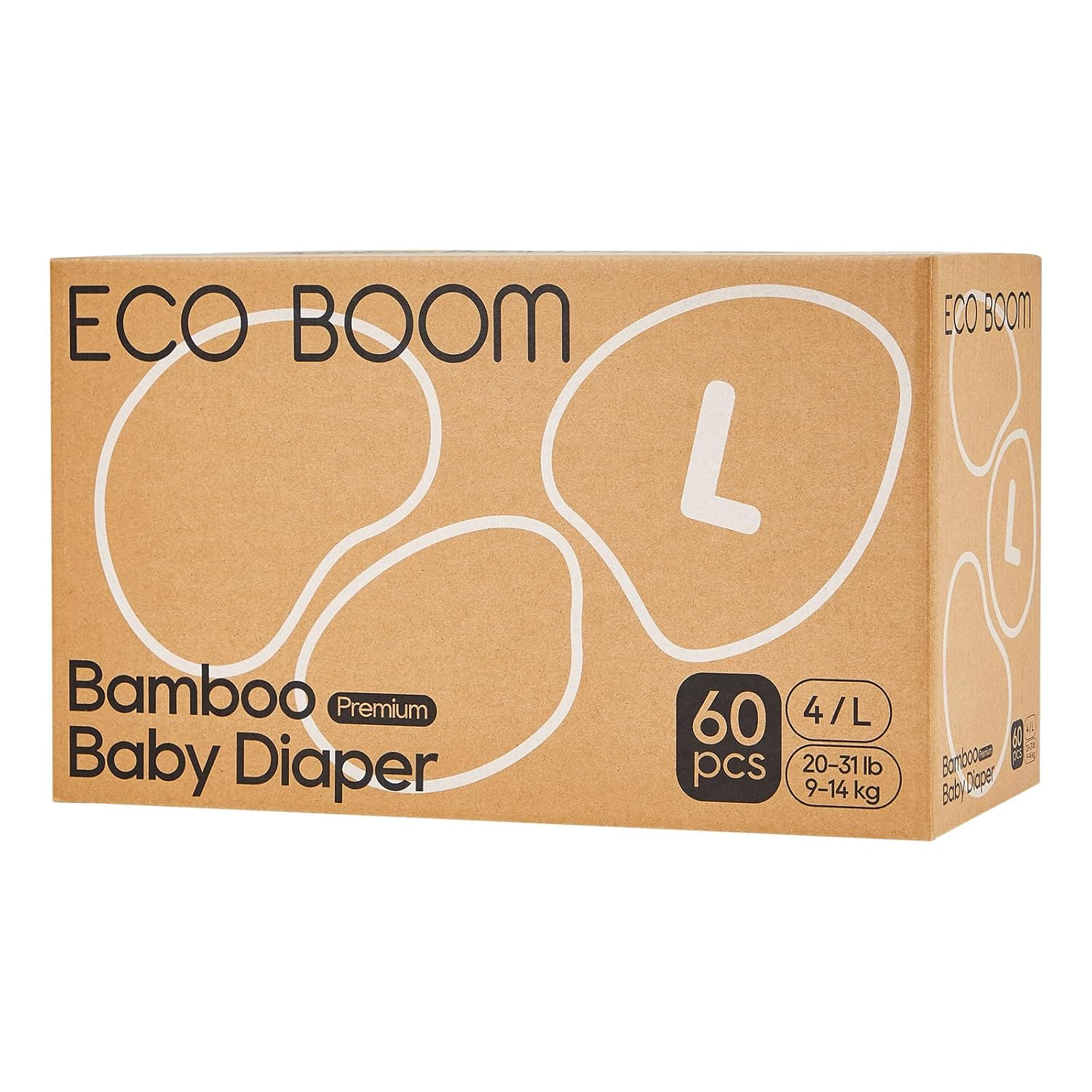 Eco Boom Bamboo Diapers - Size 4, 60ct