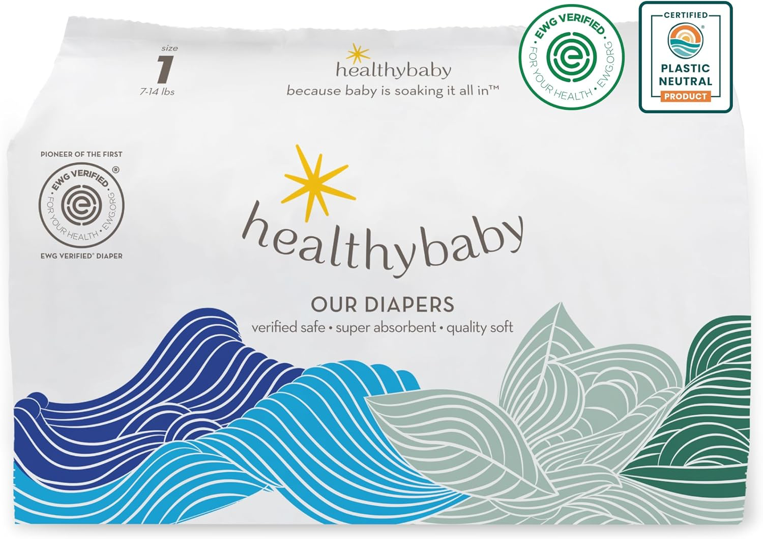 HealthyBaby EWG Verified Diapers - Size 1