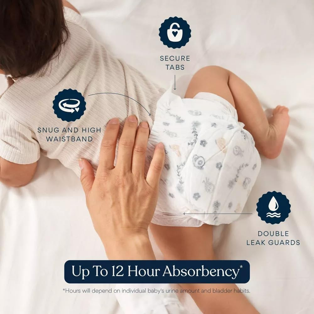 Millie Moon Luxury Diapers, Size 1, 32 Count, Cloud Touch Softness, 12 Hour Absorbency, Unisex view 2