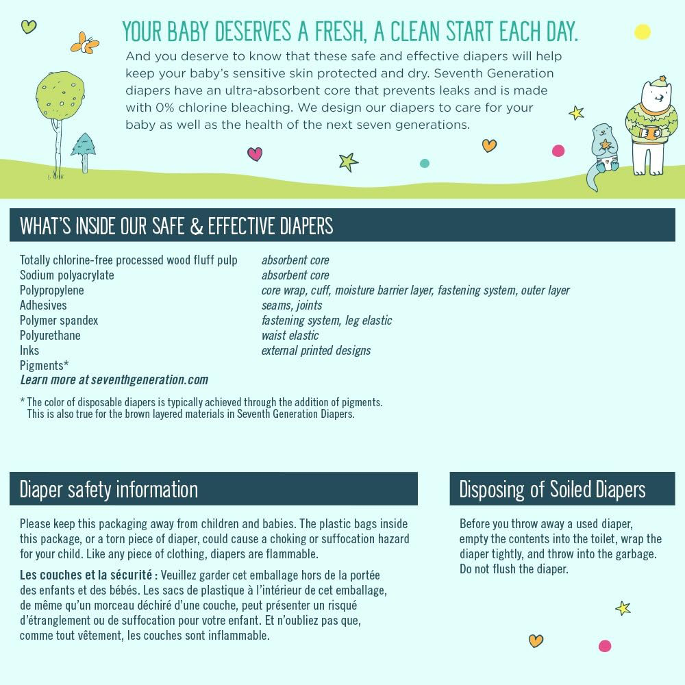 Seventh Generation Baby Diapers for Sensitive Skin, Animal Prints, Size 1, 40 count view 4