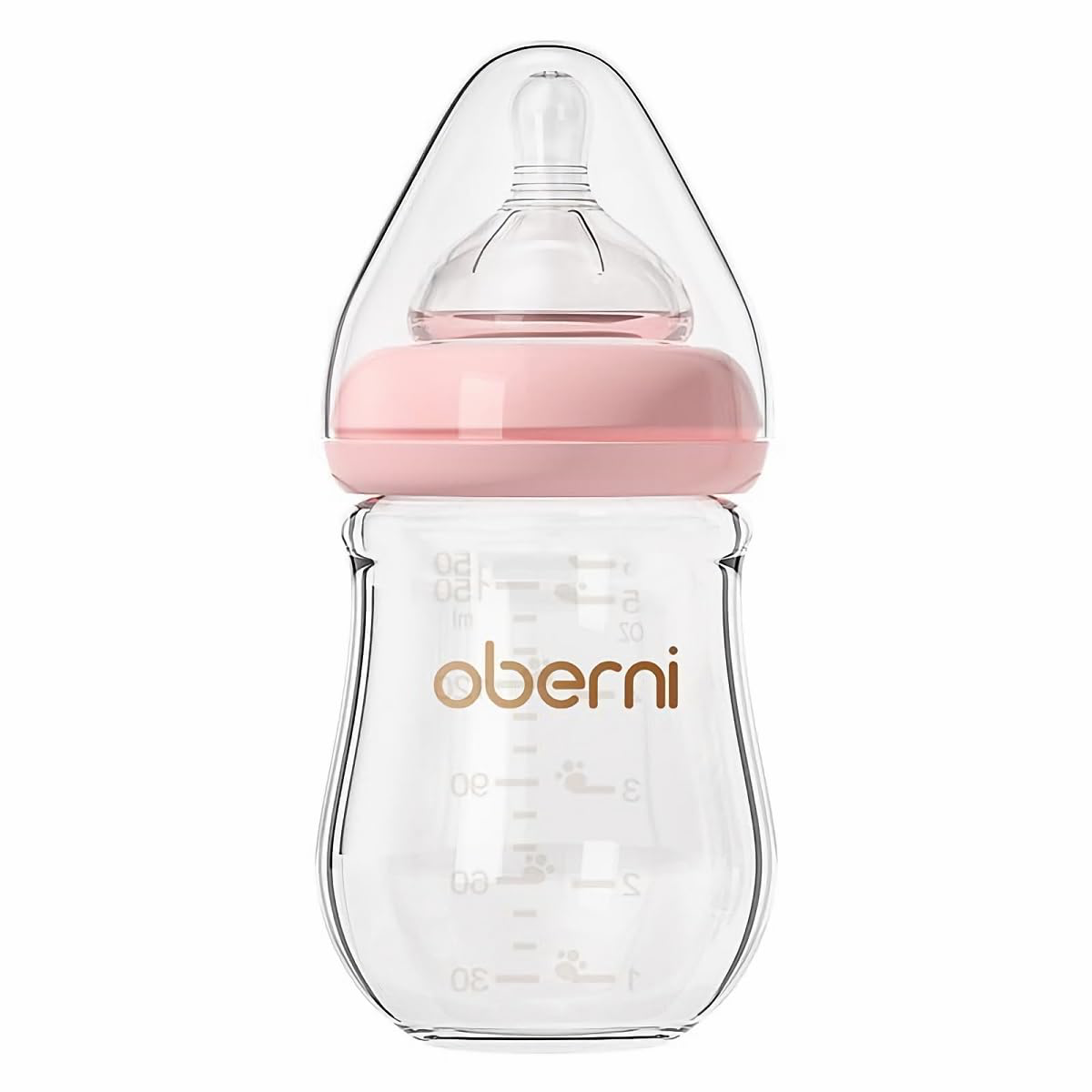 Oberni Glass Baby Bottle with Natural Response Nipple, 5oz