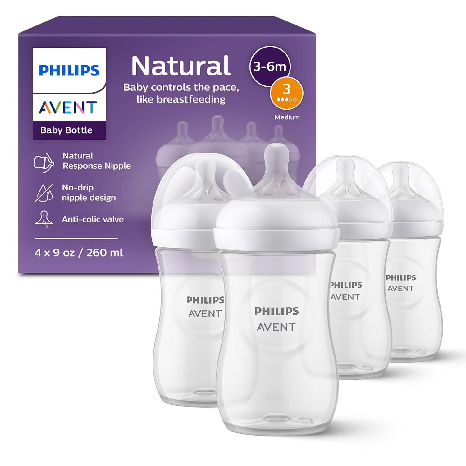 Philips Avent Natural - 9oz Bottles with Natural Response Nipples