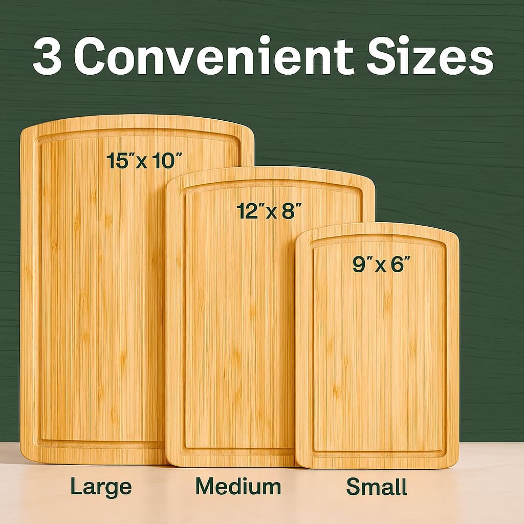 Bamboo Cutting Board Set with Juice Groove view 4