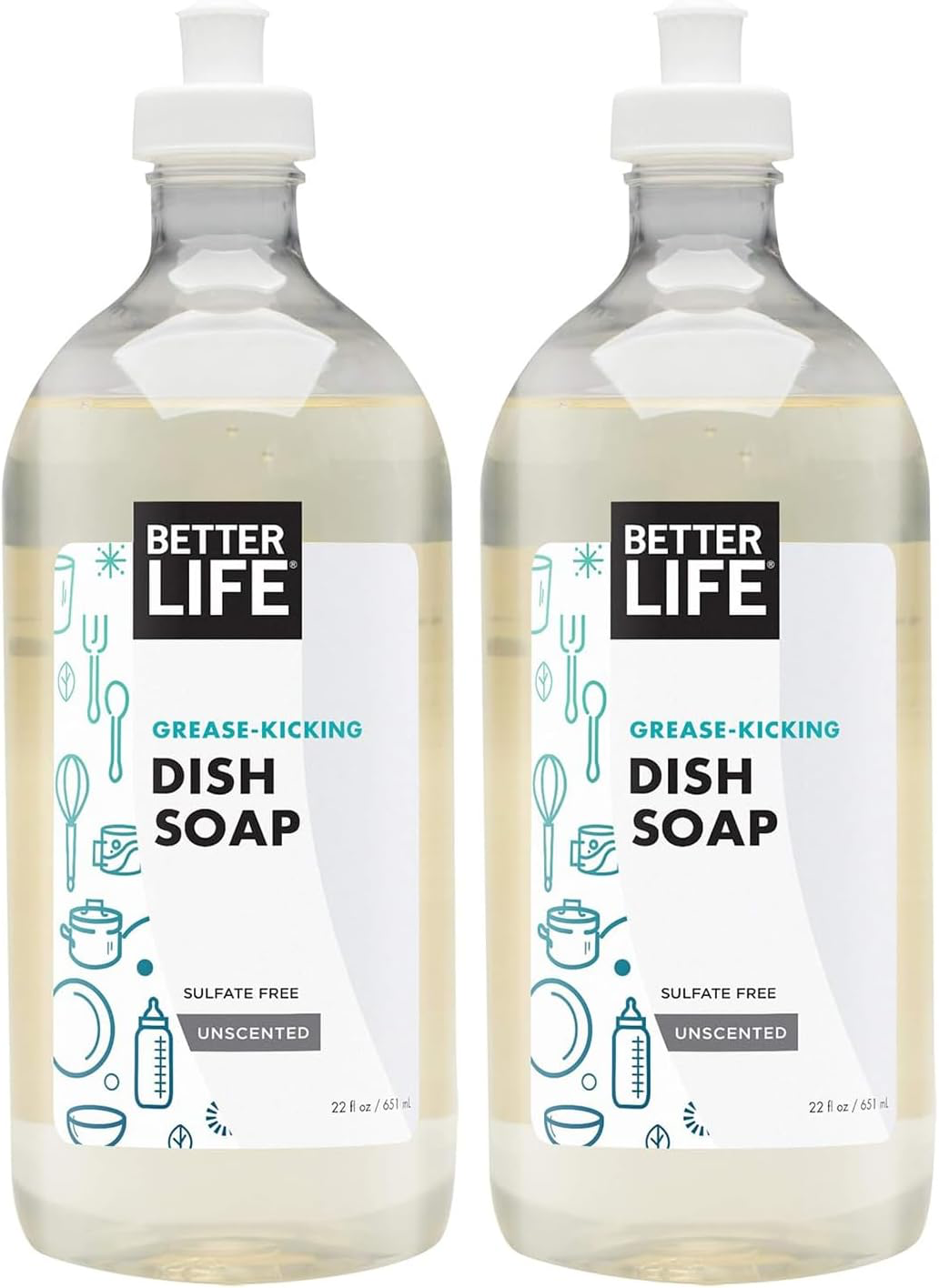 Better Life Dish Soap, Unscented, 22oz Pack of 2