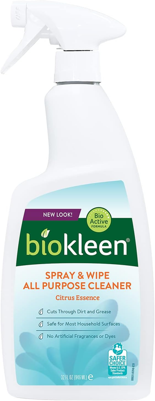 Biokleen Spray & Wipe All Purpose Cleaner, Super Concentrated, Eco-Friendly, Non-Toxic, Plant-Based, 32 Ounces
