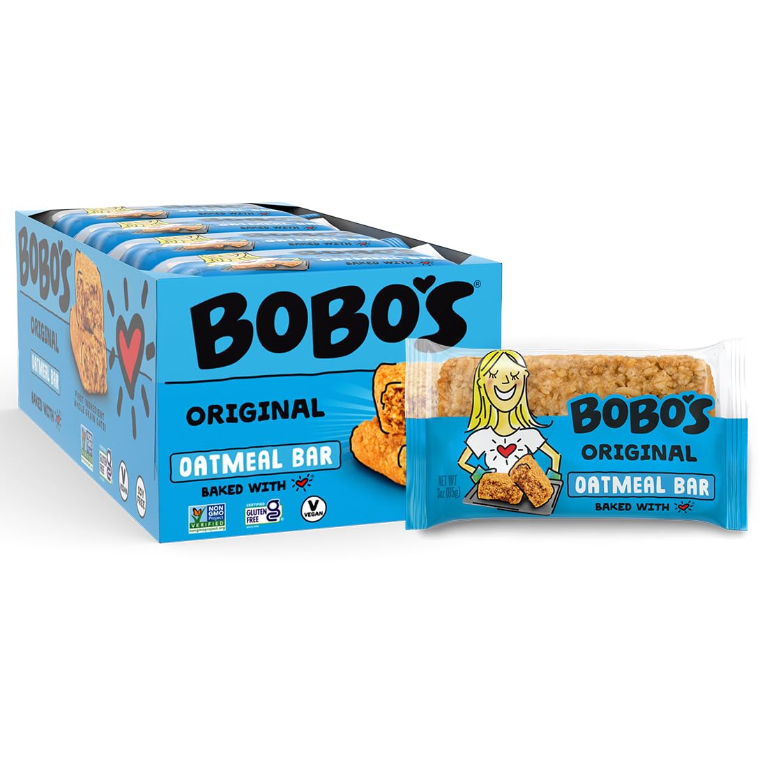 Bobo's Original Oat Bars, Gluten Free, Non-GMO, Whole Grain Oats, Pack of 12 | Snack Bars | On-the-Go | Made with Simple Ingredients view 3