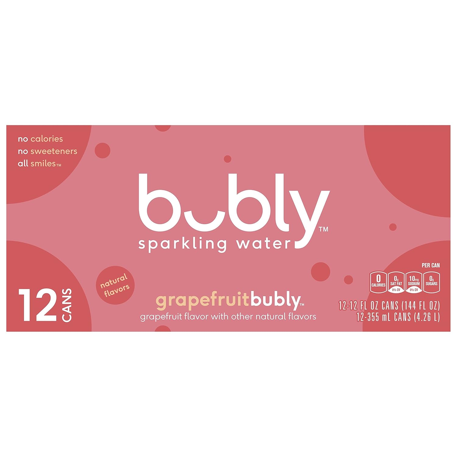 bubly Sparkling Water, Grapefruit, 12 ounce Cans,12 Fl Oz (Pack of 12) view 4