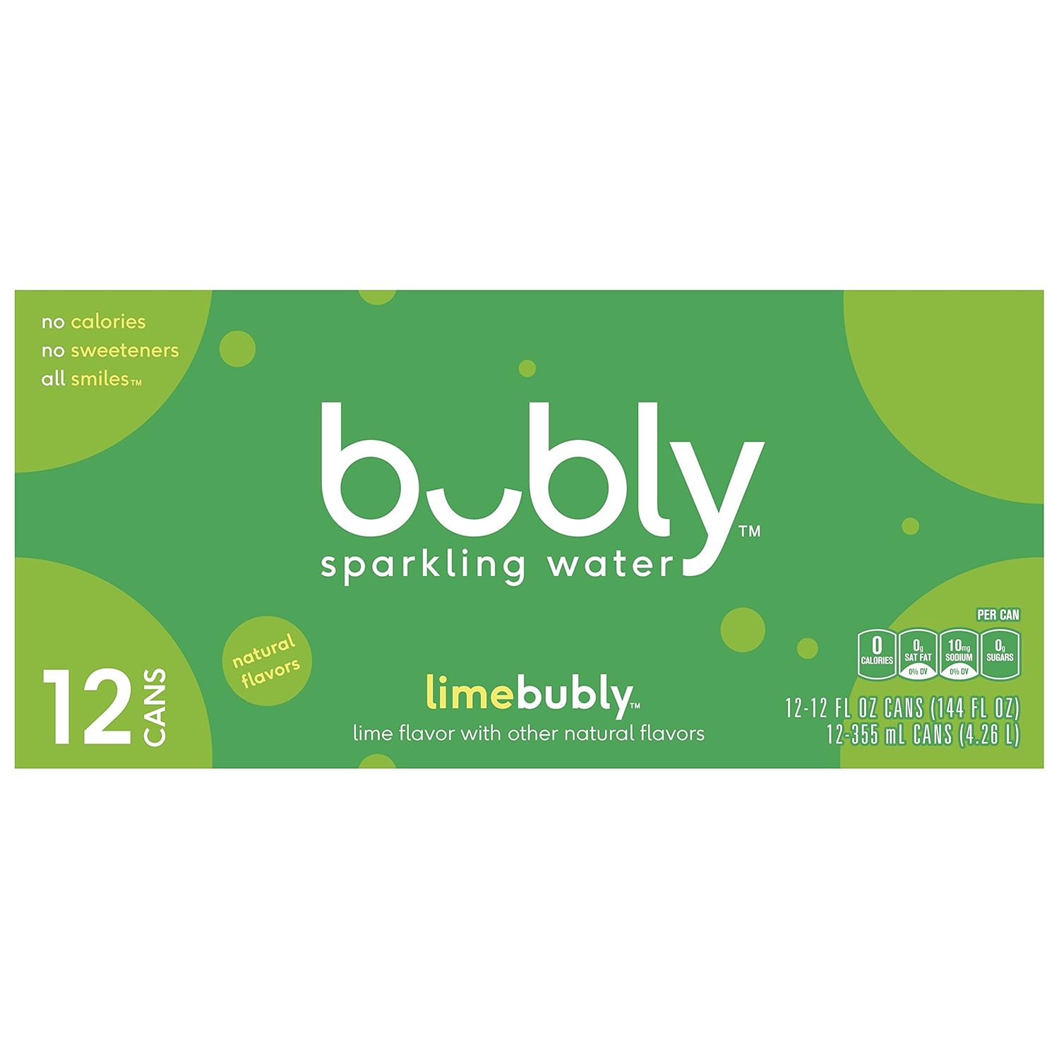 bubly Sparkling Water, Lime, 12 ounce Cans (Pack of 12) view 4