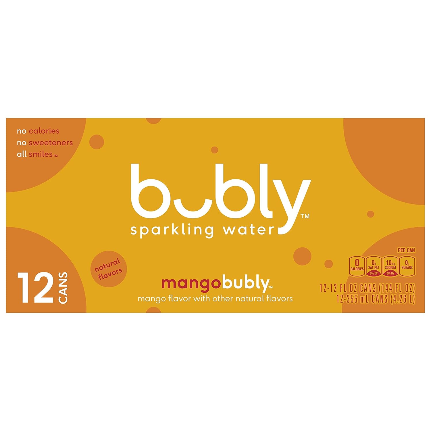 bubly Sparkling Water, Mango, 12 ounce Cans (Pack of 12) view 4