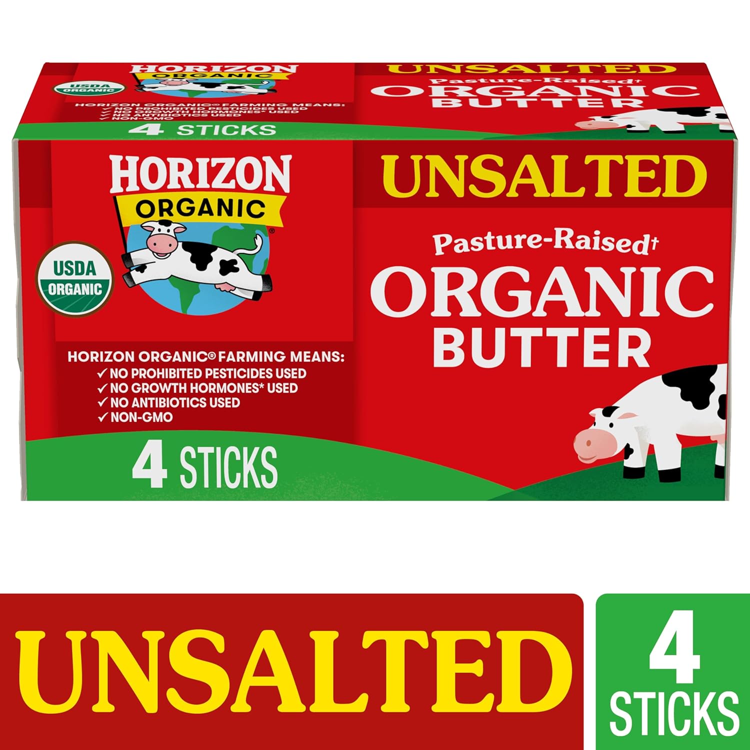 Horizon Organic Unsalted Butter Sticks, Made with Organic Sweet Cream view 4