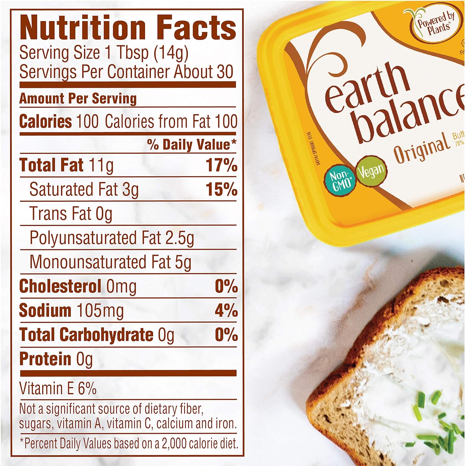 Earth Balance Original Buttery Spread, Dairy Free Butter Alternative, 15 oz Tub view 2